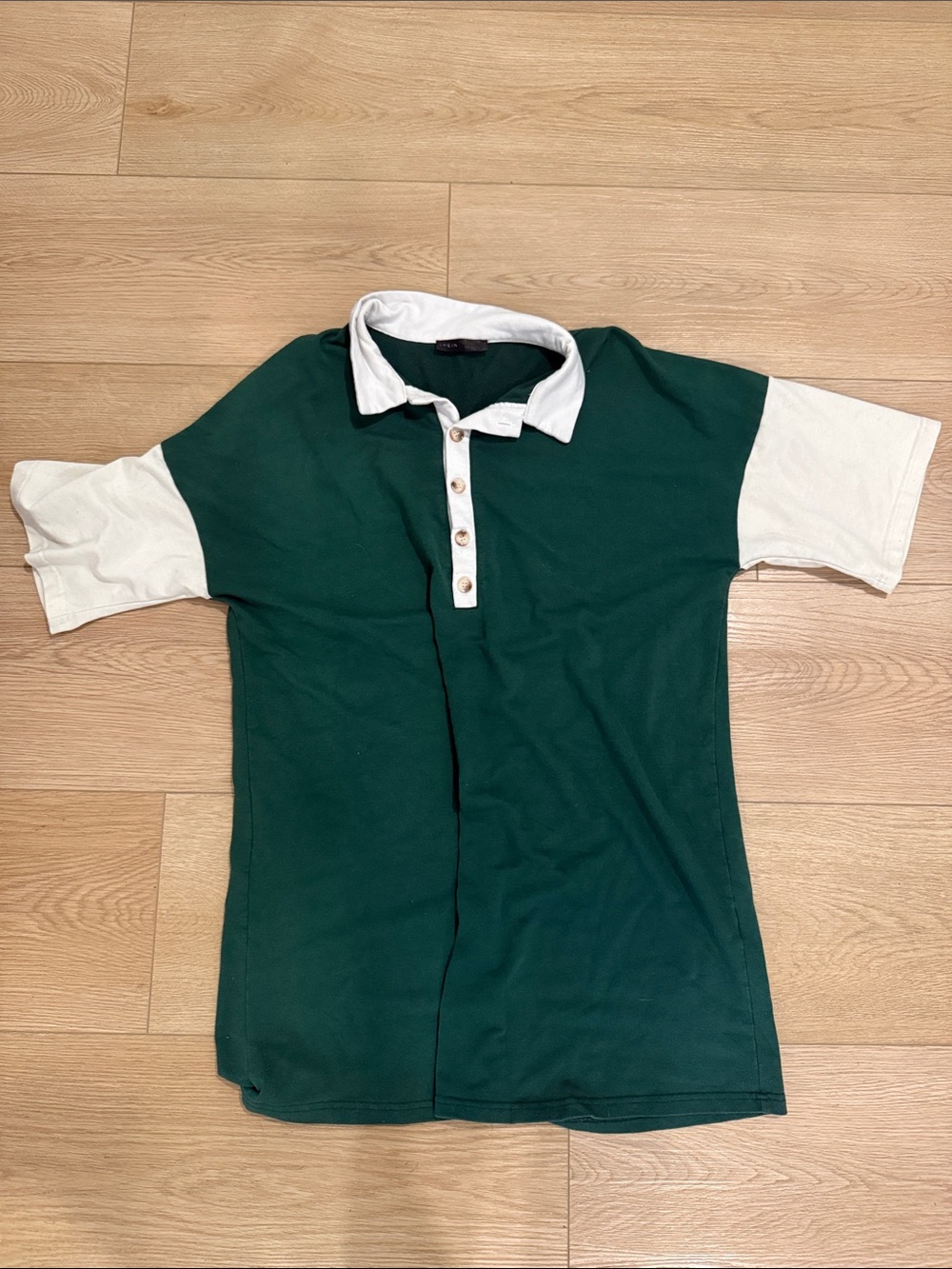 Forest Green Polo with White Collar & Sleeves